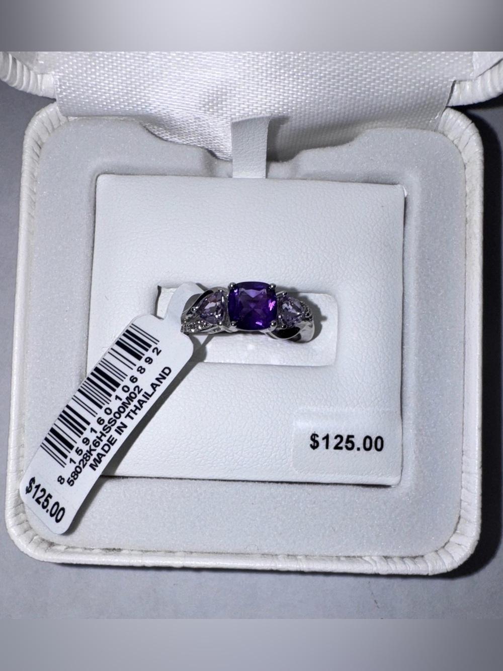 NWT Sterling Silver Amethyst & Rose de France Amethyst Ring Size 6